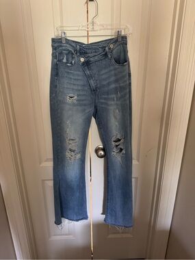 Women’s  Blue Bootcut Distressed Jeans